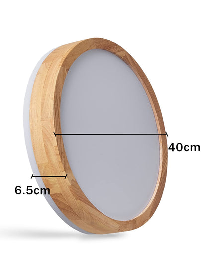 Baerolc LED Deckenleuchte Holz 40CM Rund Dimmbar – mit Fernbedienung