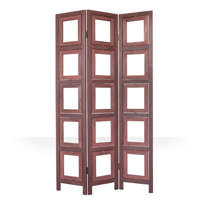 Homestyle4u 972 Paravent Fotowand 3-teilig Holz Braun