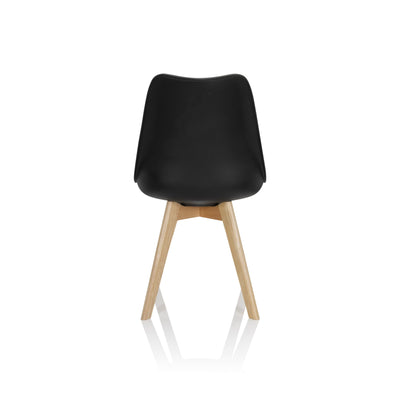 hjh OFFICE Scandi Esszimmerstühle Schwarz – 4er Set Buche Beine