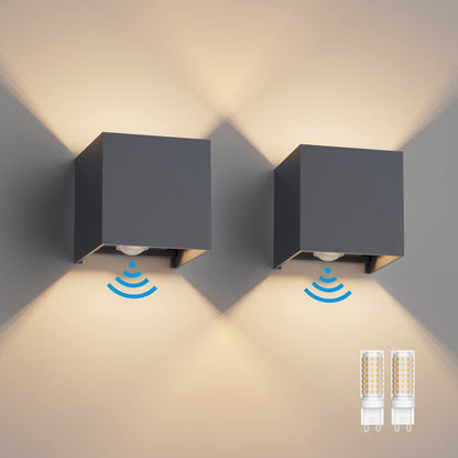 Klighten LED Wandleuchte Bewegungsmelder Innen Aussen Anthrazit 2er Set