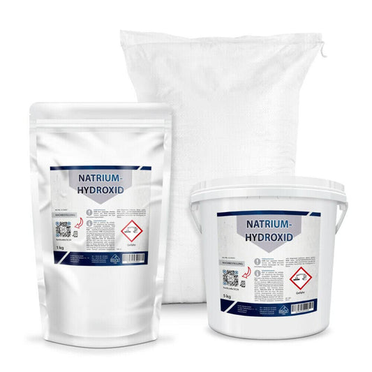 Natriumhydroxid NaOH Perlen – Ätznatron, Kaustisches Soda 25kg: Weiße Perlen, starke Base zur pH-Regulierung und Reinigung.