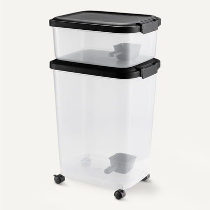 Amazon Basics Tierfutterbehälter 2er-Set mit Schaufel und Rollen