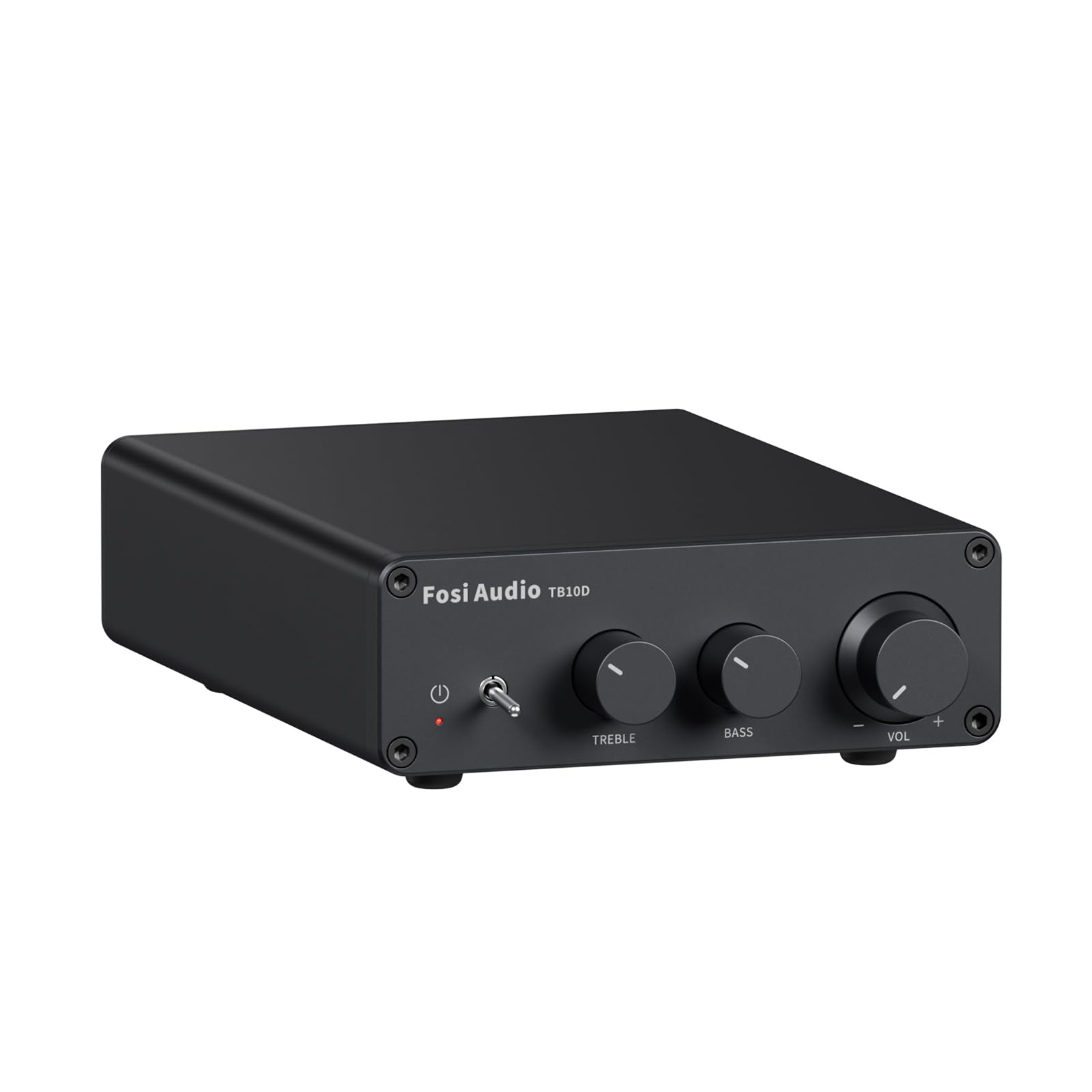 Fosi Audio TB10D 600W 2-Kanal Mini HiFi Stereo Verstärker. Schwarz, rechteckig. Verstärkt Stereo-Audio für passive Lautsprecher.