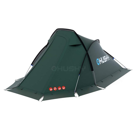 Husky Flame Zelt – Outdoor, 2 Personen, Grün für Erwachsene. Grünes Kuppelzelt. Bietet Schutz für 2 Personen.