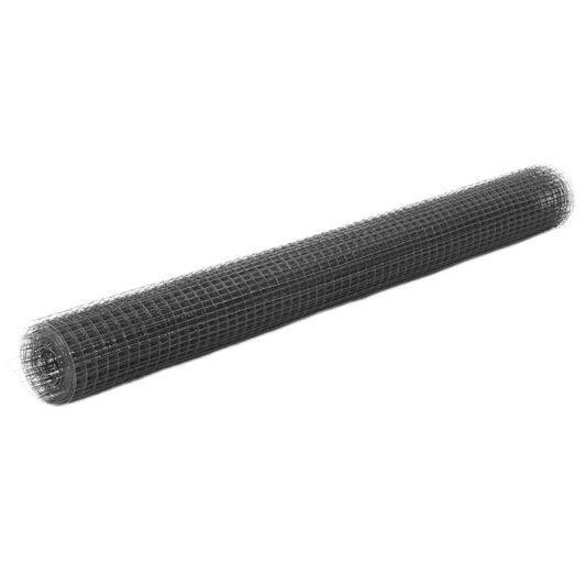 vidaXL Gartenzaun PVC-beschichtet - Grau, Wetterfest. Graues, beschichtetes Zaunelement begrenzt Gartenbereiche wetterfest.