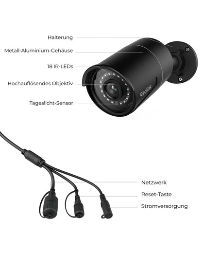 Reolink RLC-510A 5MP PoE Überwachungskamera Aussen - Schwarz