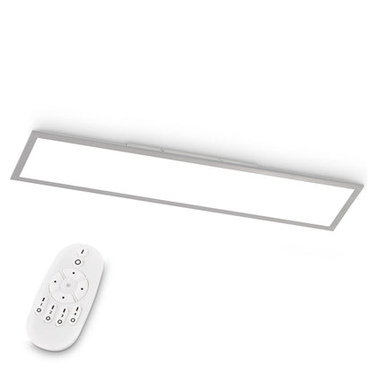 EGLO Bottazzo LED Deckenleuchte dimmbar 100x25 cm silber, rechteckig mit Aluminiumrahmen und weisser Kunststoffabdeckung