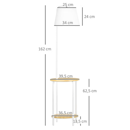 HOMCOM Stehleuchte mit 2 Ablagen - Metall Weiss 162 cm