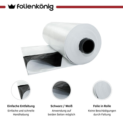 Profi Poolplane Abdeckfolie 8x8m - UV-beständig Schwarz/Weiss