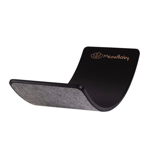 MEOWBABY Balance Board Montessori Balancierbrett – Schwarz 80x30cm. Schwarzes, gebogenes Brett zur Gleichgewichtsförderung.