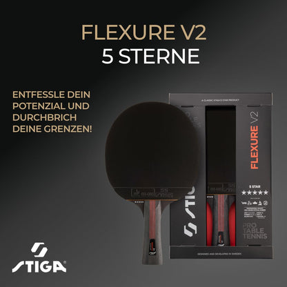 STIGA Flexure V2 5-Sterne-Tischtennisschläger, ITTF-Belag, Schwarz