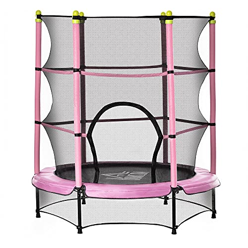 HOMCOM Kindertrampolin Ø140 cm mit Sicherheitsnetz - Rosa