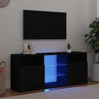vidaXL TV Schrank LED Schwarz 120cm - Lowboard Fernsehschrank