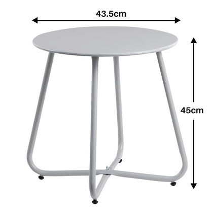 HollyHOME Beistelltisch Outdoor rund, Metall Gartentisch Grau