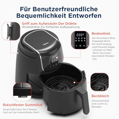 Midea MF-CN40C2 Heissluftfritteuse 4L - Airfryer 1500W