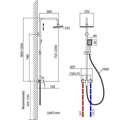 Auralum Regendusche Komplettset höhenverstellbar – Chrom