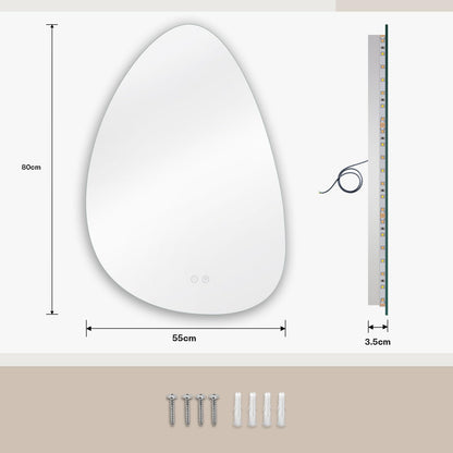 Dripex LED Badezimmerspiegel Dimmbar Asymmetrisch – 80x55 cm