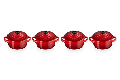 Le Creuset Mini Cocottes Steinzeug 4er-Set – Kirschrot 200ml