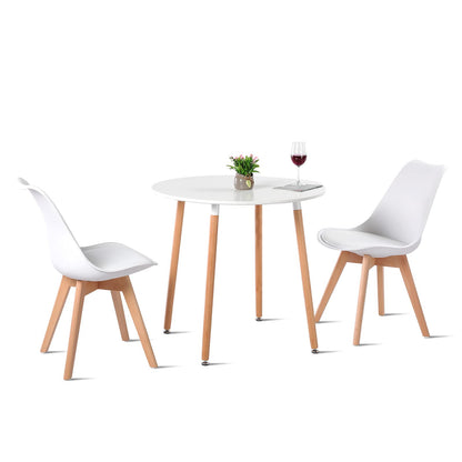 H.J WeDoo Esstisch Set Essgruppe – Holztisch 2 Stühle Weiss 80cm