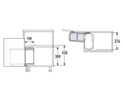 Hailo Duo 16 L Einbau Abfallsammler Schwenkbar - Weiss