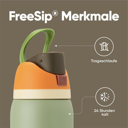 Owala FreeSip Trinkflasche Edelstahl mit Strohhalm 945 ml, Camo Cool
