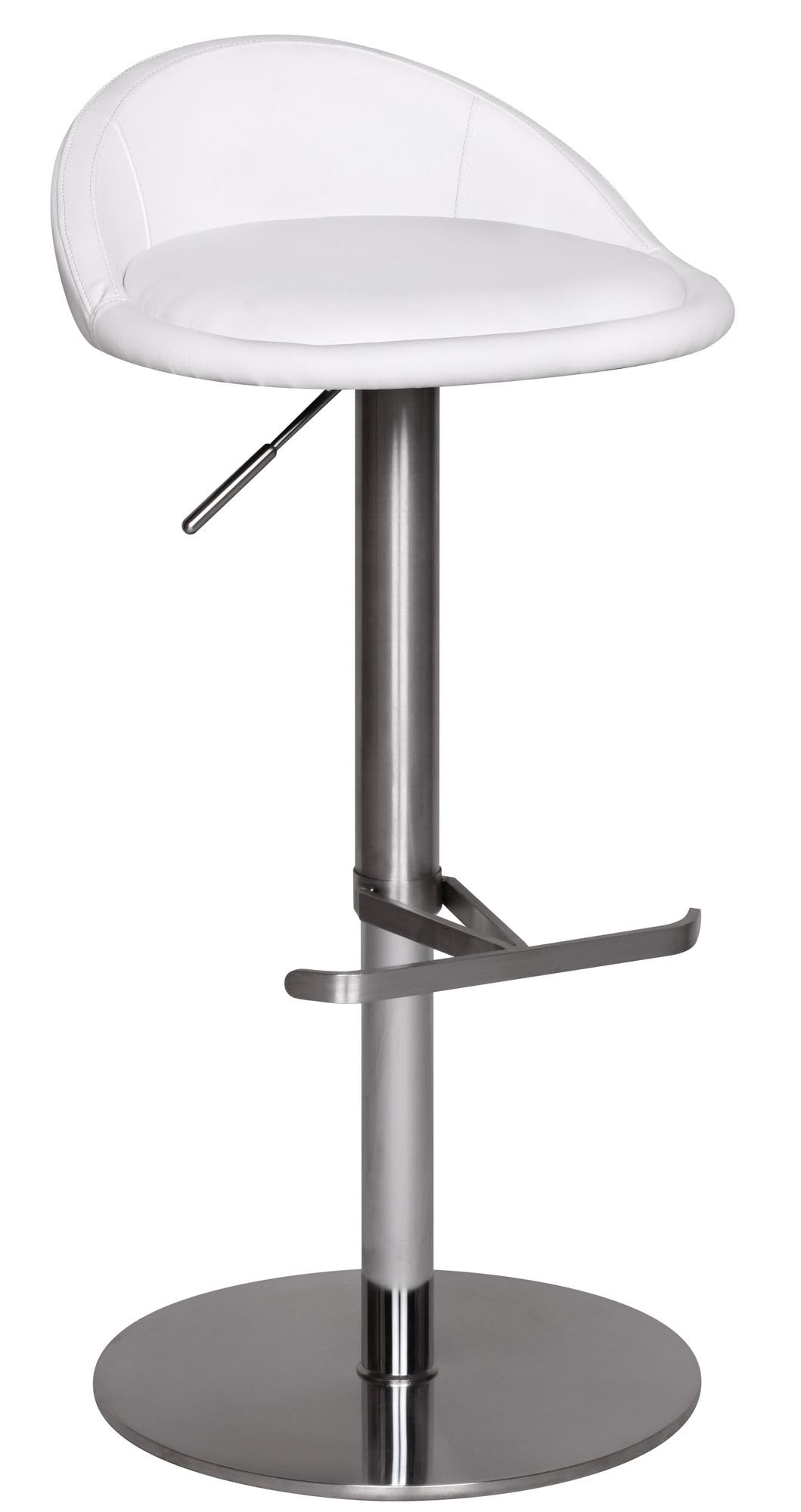 FineBuy Barhocker Edelstahl, höhenverstellbar, mit Rückenlehne. Edelstahl Barhocker mit Rückenlehne u. runder Bodenplatte für Thekenbestuhlung.