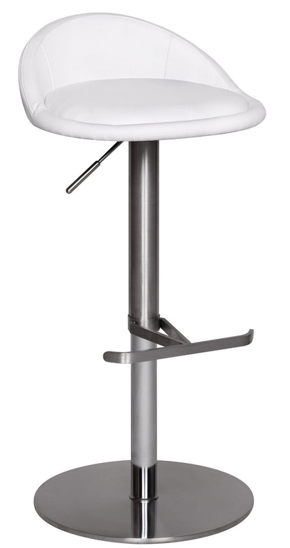 FineBuy Barhocker Edelstahl, höhenverstellbar, mit Rückenlehne. Edelstahl Barhocker mit Rückenlehne u. runder Bodenplatte für Thekenbestuhlung.