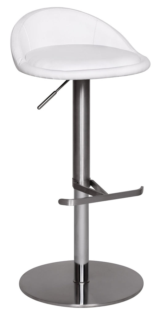 FineBuy Barhocker Edelstahl, höhenverstellbar, mit Rückenlehne. Edelstahl Barhocker mit Rückenlehne u. runder Bodenplatte für Thekenbestuhlung.