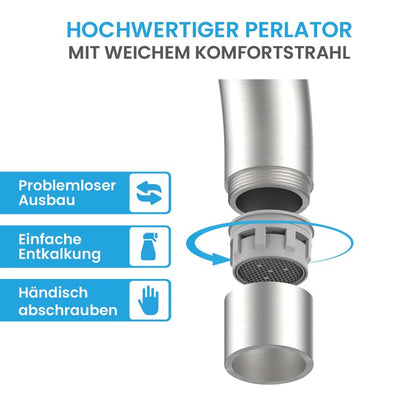 Bächlein Plivo Küchenarmatur Einhand - Edelstahl gebürstet massiv
