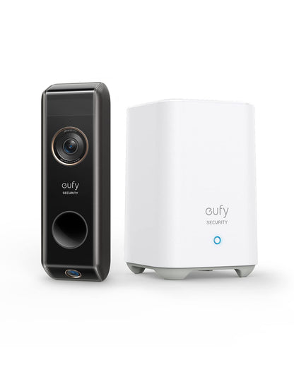 eufy Security S330 Video-Türklingel mit 2K & Homebase – Gebührenfrei. Türklingel und Homebase zur 2K-Videoüberwachung am Eingang.
