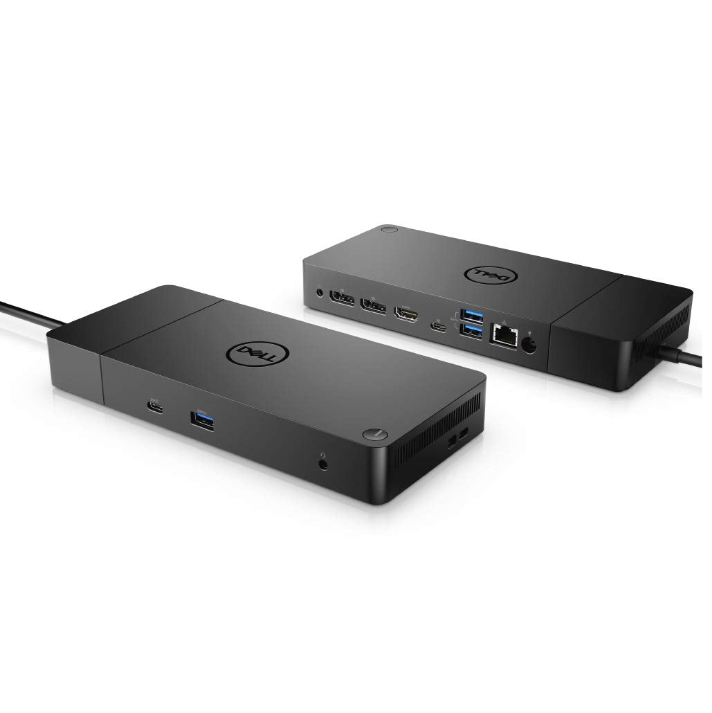 Dell WD19 180W Dockingstation - Leistungsstark. Schwarze, rechteckige Dockingstation. Bietet Schnittstellenerweiterung und Stromversorgung für Laptops über USB-C.
