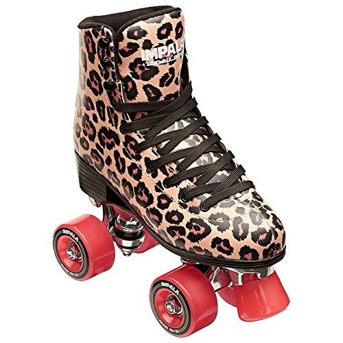 Impala Rollschuhe Leopard Grösse 40. Leopardenmuster, klassische High-Top-Form. Zum Rollschuhfahren im Freizeitbereich und für rhythmische Bewegungen.
