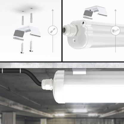 HOFTRONIC LED Feuchtraumleuchte 120cm IP65 4er Pack Neutralweiss