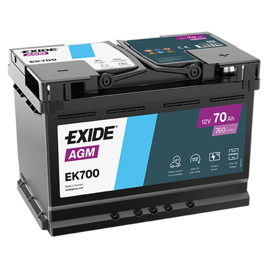 Exide EK700 AGM Start-Stop Starterbatterie 12V 70Ah
