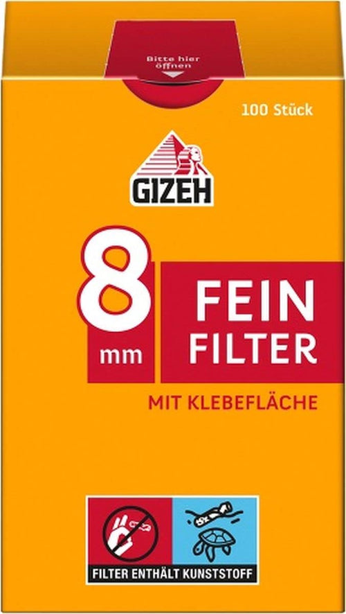 Gizeh Feinfilter 8 mm Eindrehfilter, 40 Packungen à 100 Stück – Papierfilter mit Klebefläche