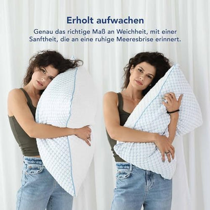 MKS Ergonomisches Memory Foam Kopfkissen 80x80 – 2er Set Kühlgel