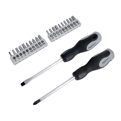 Amazon Basics Haus-Werkzeug-Set - 65 Teile Schwarz/Grau