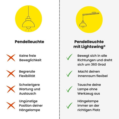 Lightswing® Single Aufhängesystem Hängelampe - Matt Schwarz 90cm