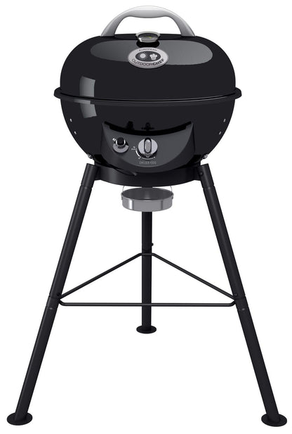 OUTDOORCHEF Chelsea 420 G Gasgrill. Runder, schwarzer Kugelgrill mit Gestell. Zum Grillen und Barbecue im Freien durch Gasbetrieb.
