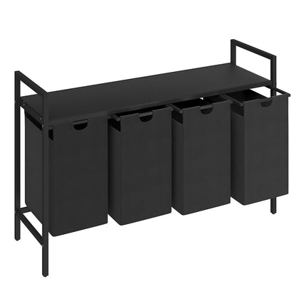 Steelsøn Rigil Wäschesammler 4 Fächer – Metall, Schwarz mit Ablage