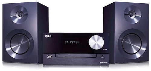 LG CM2460 Mini Hifi Stereoanlage chrom/schwarz. Wiedergabe von CDs, MP3 über USB und Audio-Streaming via Bluetooth.