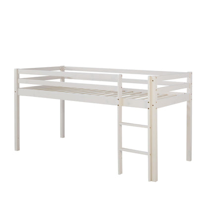 Homestyle4u Kinder Hochbett 90x200 – weiss, Treppe, Pink