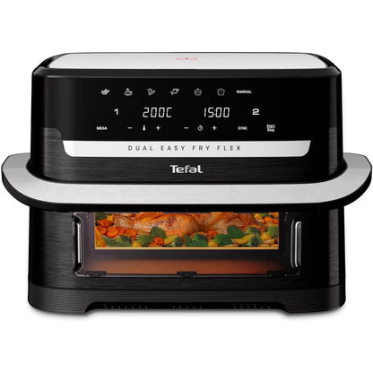 Tefal Dual Easy Fry Flex Heissluftfritteuse 9 L, 2 Kammern, EY9228 – schwarz, Heissluft-Frittieren in zwei Garzonen