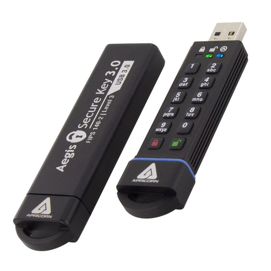 Apricorn Aegis Secure Key 3.0 USB-Stick 120 GB Schwarz. Kompakter schwarzer USB-Stick für verschlüsselte Datenspeicherung.