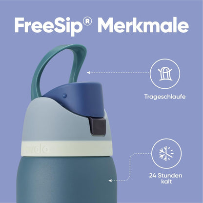 Owala FreeSip Isolierflasche Edelstahl 945 ml mit Strohhalm, Denim