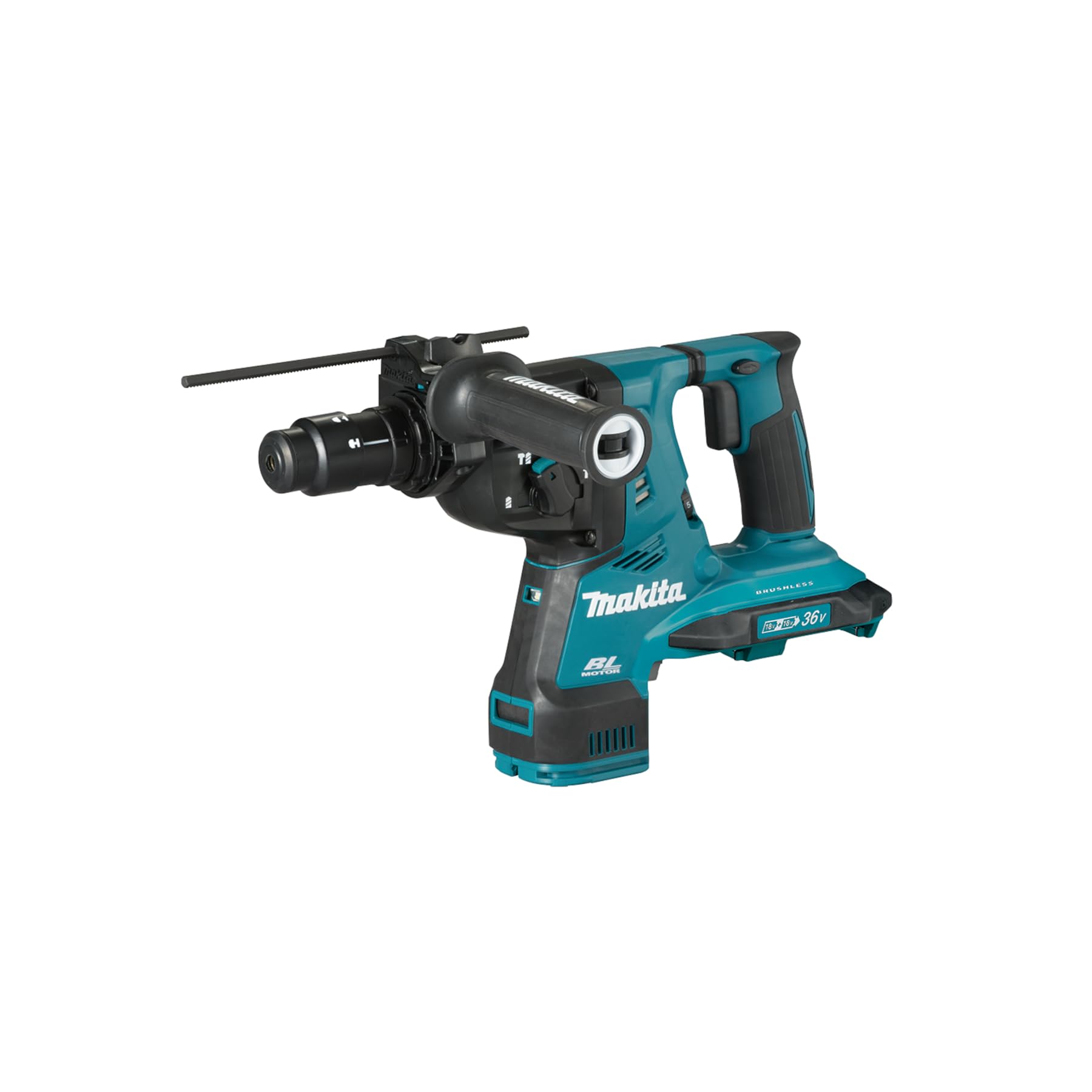 Makita DHR281ZJ Akku-Kombihammer 2x18V ohne Akku/Ladegerät. Blauer Kombihammer zum Bohren, Hämmern, Meißeln in Beton.