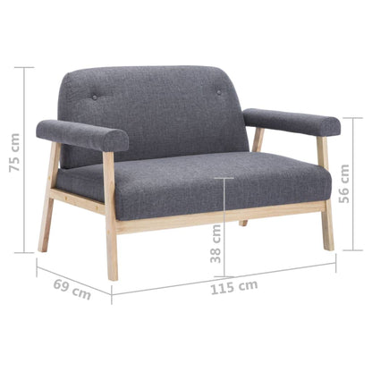 vidaXL Sofa 2-Sitzer Polstersofa – Stoff Dunkelgrau