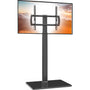 Hemudu HT1002B TV-Ständer, schwenkbarer Standfuss für 27-65 Zoll TVs mit Glasbasis und Stahlsäule