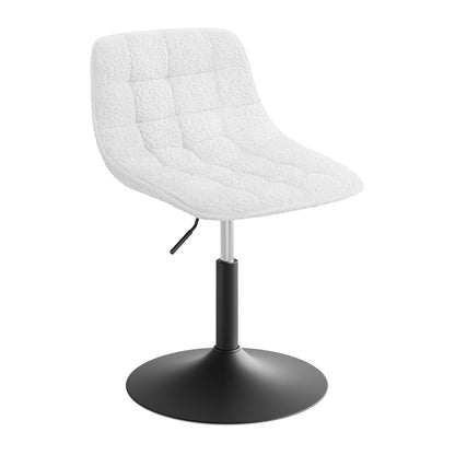 WOLTU Schminktisch Hocker mit Rückenlehne, höhenverstellbar, Weiss, Chenille-Bezug und mattschwarzer Metallsockel