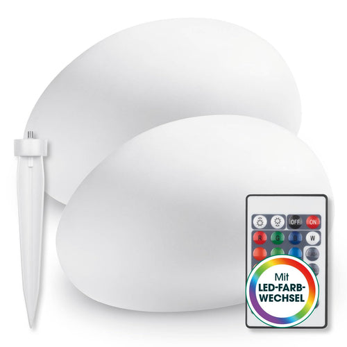 EASYmaxx LED Solarleuchte Stein 2er-Set mit Farbwechsel, IP67 – Dekoleuchte in Steinoptik mit Erdspiess